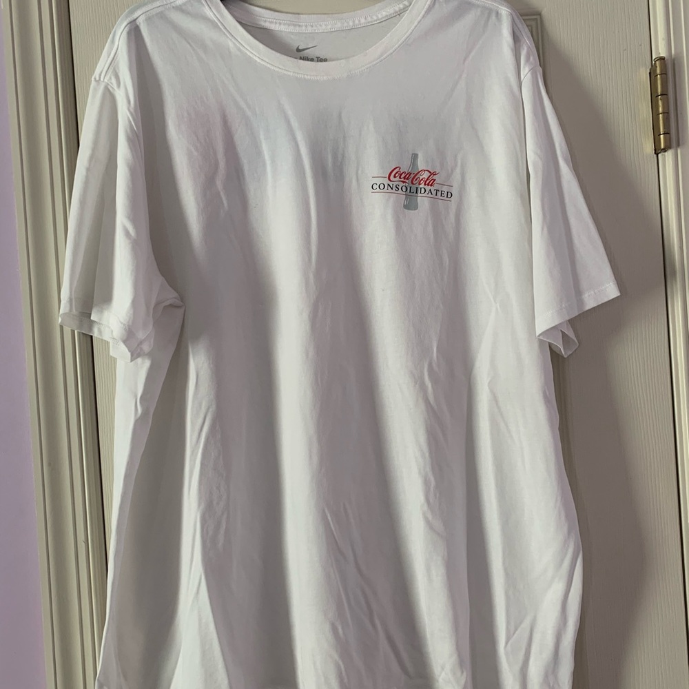 Nike White Short Sleeve Tee with Small Red Logo